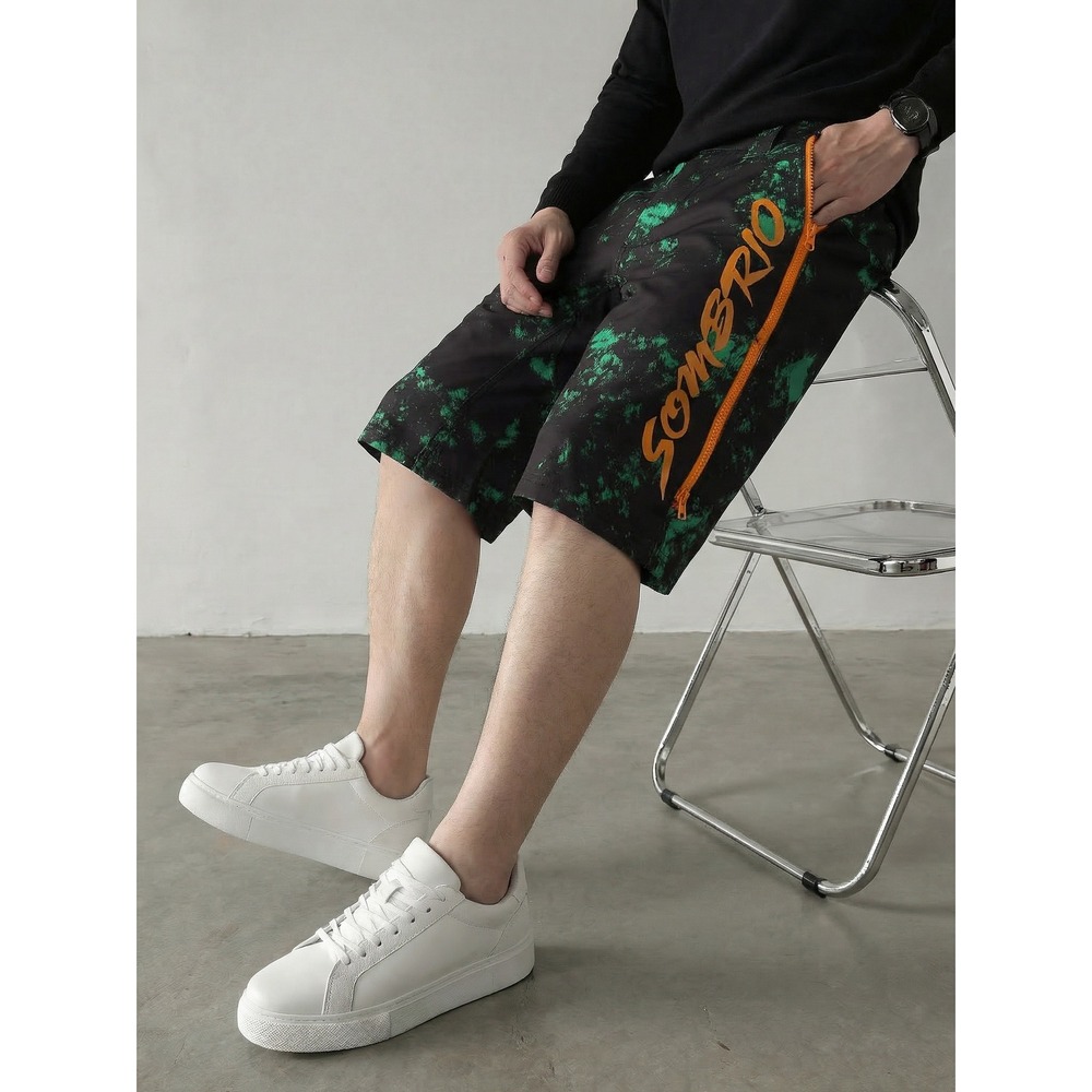 Sombrio Freeride Bike Shorts Men XS‎ Black Green Orange  Spandex  MTB Athletic